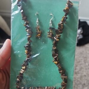 Brown Stone Necklace and Earring Set